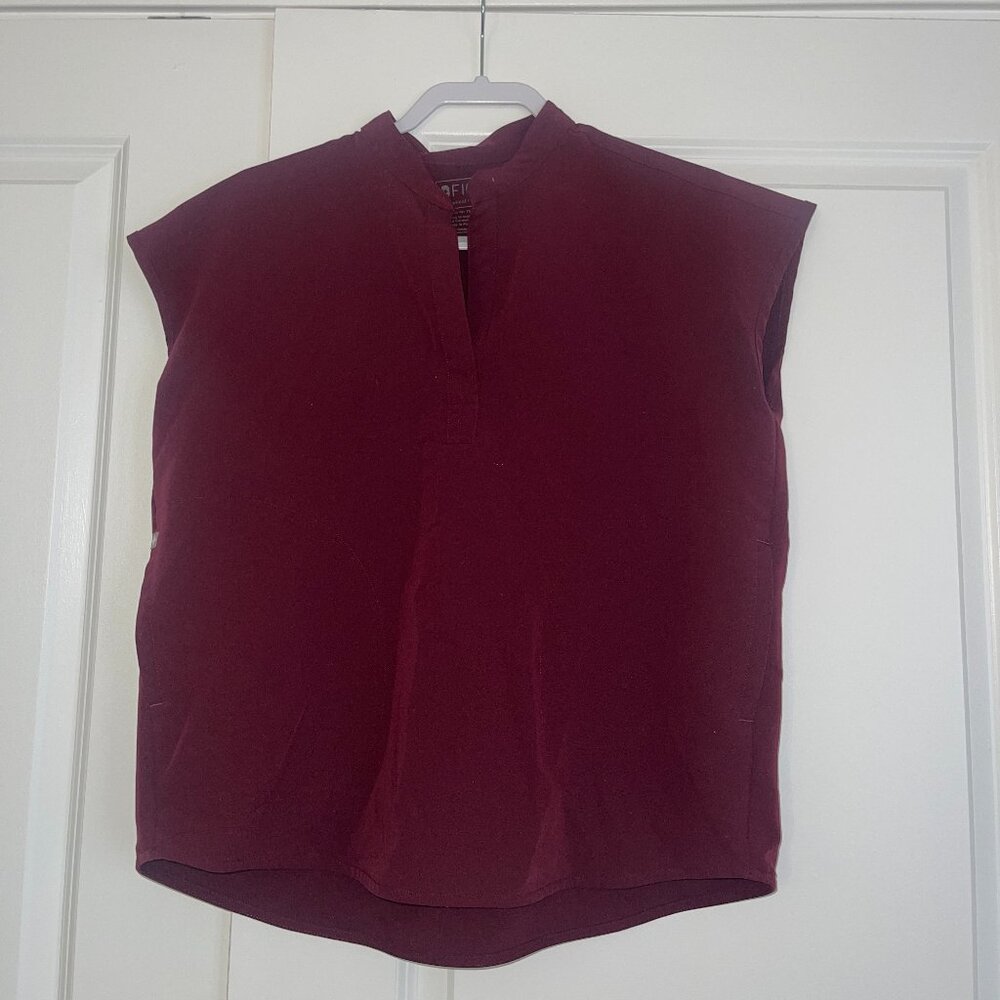 Figs Burgundy Rafaela Top